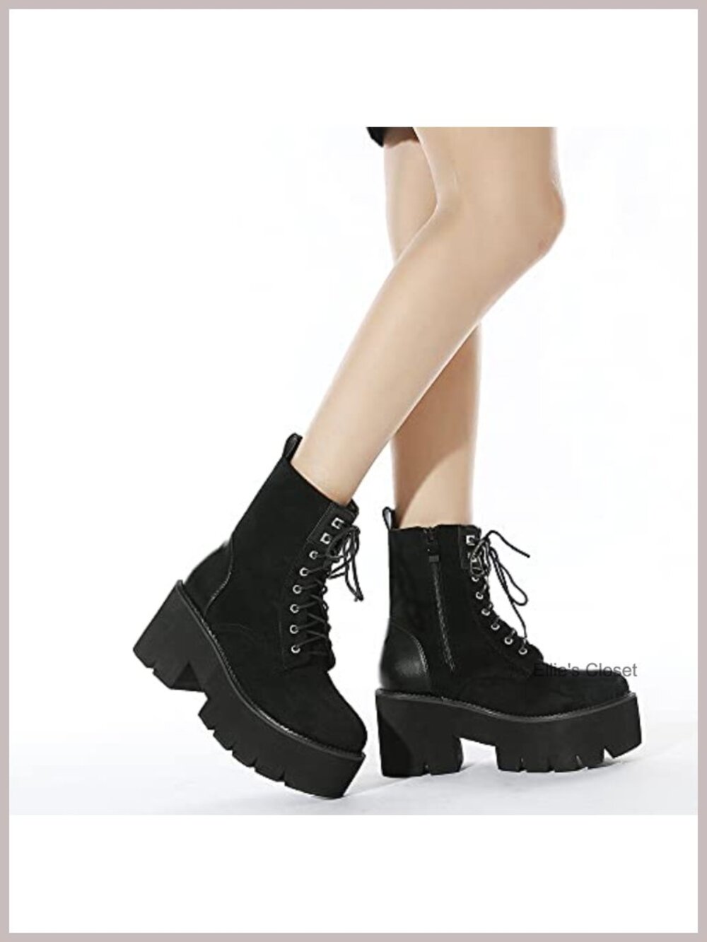 Platform Combat Boots Lace Up&Zipper Ankle Boots Chunky Heel - Picture 6 of 6
